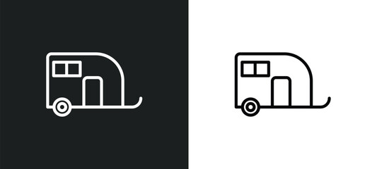 Poster - house on wheels icon isolated in white and black colors. house on wheels outline vector icon from tools and utensils collection for web, mobile apps and ui.