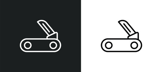 Poster - penknife icon isolated in white and black colors. penknife outline vector icon from tools and utensils collection for web, mobile apps and ui.