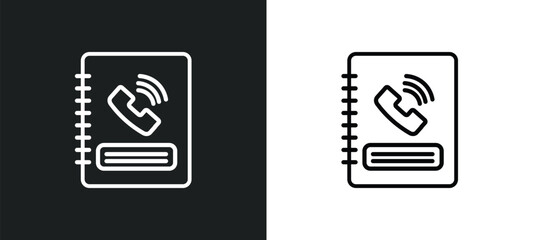 Poster - telephone agenda icon isolated in white and black colors. telephone agenda outline vector icon from tools and utensils collection for web, mobile apps and ui.