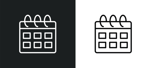 Poster - calendar with six days icon isolated in white and black colors. calendar with six days outline vector icon from tools and utensils collection for web, mobile apps and ui.