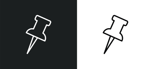Poster - tack save button icon isolated in white and black colors. tack save button outline vector icon from tools and utensils collection for web, mobile apps and ui.