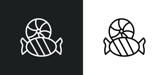 Poster - candies icon isolated in white and black colors. candies outline vector icon from tools and utensils collection. collection for web, mobile apps and ui.