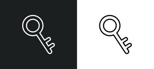 Poster - tiny key icon isolated in white and black colors. tiny key outline vector icon from tools and utensils collection for web, mobile apps and ui.