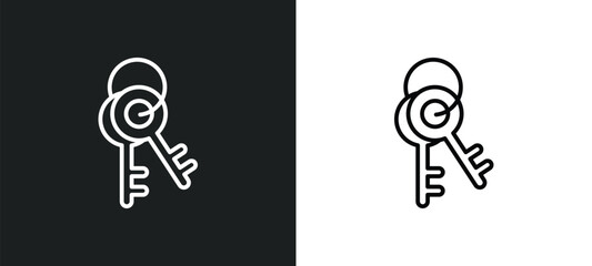 Poster - key ring icon isolated in white and black colors. key ring outline vector icon from tools and utensils collection for web, mobile apps and ui.