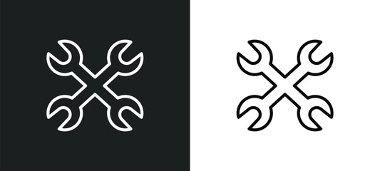 Poster - cross wrench icon isolated in white and black colors. cross wrench outline vector icon from tools an