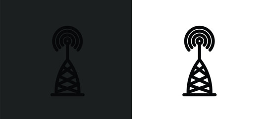 Poster - frequency antenna icon isolated in white and black colors. frequency antenna outline vector icon from technology collection for web, mobile apps and ui.