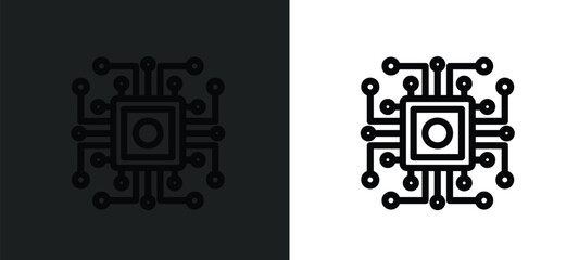 Poster - computer microprocessor icon isolated in white and black colors. computer microprocessor outline vector icon from technology collection for web, mobile apps and ui.