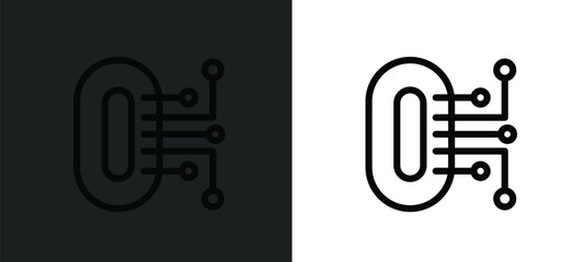 Poster - zero icon isolated in white and black colors. zero outline vector icon from technology collection. collection for web, mobile apps and ui.