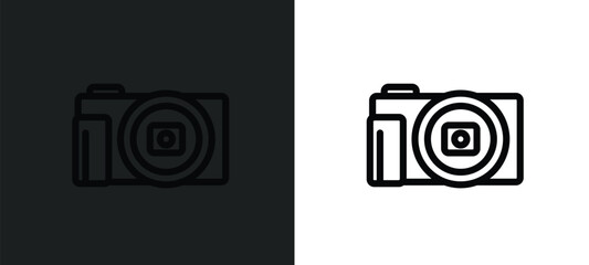 Poster - digital photo camera icon isolated in white and black colors. digital photo camera outline vector icon from technology collection for web, mobile apps and ui.