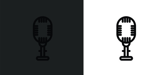 Poster - vintage mic icon isolated in white and black colors. vintage mic outline vector icon from technology collection for web, mobile apps and ui.
