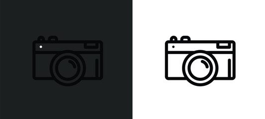 Poster - camera front view icon isolated in white and black colors. camera front view outline vector icon from technology collection for web, mobile apps and ui.
