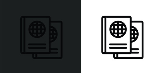 Poster - international passport icon isolated in white and black colors. international passport outline vector icon from technology collection for web, mobile apps and ui.