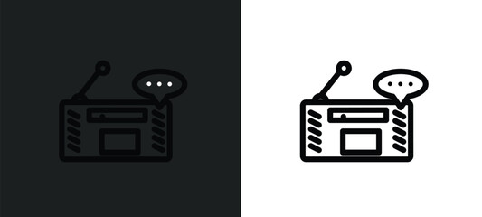 Poster - radio and messages icon isolated in white and black colors. radio and messages outline vector icon from technology collection for web, mobile apps ui.