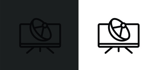 Poster - tv and satellite icon isolated in white and black colors. tv and satellite outline vector icon from technology collection for web, mobile apps ui.