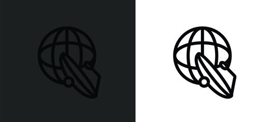 Poster - news via satellite icon isolated in white and black colors. news via satellite outline vector icon from technology collection for web, mobile apps and ui.