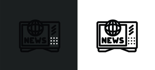 Poster - worlwide news icon isolated in white and black colors. worlwide news outline vector icon from technology collection for web, mobile apps and ui.
