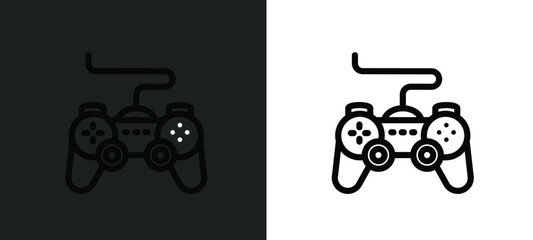Poster - gamepad with cable icon isolated in white and black colors. gamepad with cable outline vector icon from technology collection for web, mobile apps and ui.