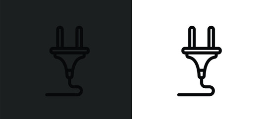 Poster - power plug icon isolated in white and black colors. power plug outline vector icon from technology collection for web, mobile apps and ui.