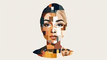 Minimalist Face Collage To Show Diversity Art Illustration.