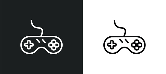 Poster - antique gamepad icon isolated in white and black colors. antique gamepad outline vector icon from technology collection for web, mobile apps and ui.