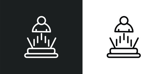 Poster - teletransportation icon isolated in white and black colors. teletransportation outline vector icon from technology collection for web, mobile apps and ui.