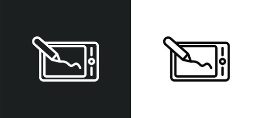 Poster - drawing tablet icon isolated in white and black colors. drawing tablet outline vector icon from technology collection for web, mobile apps and ui.