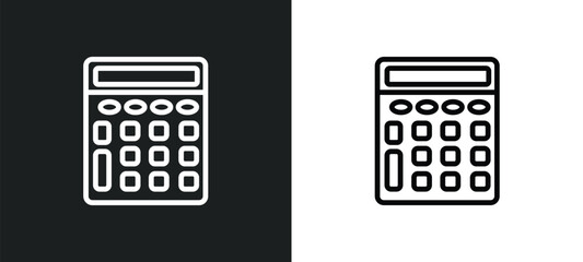 Poster - basic calculator icon isolated in white and black colors. basic calculator outline vector icon from technology collection for web, mobile apps and ui.