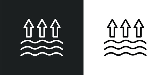 Poster - evaporation icon isolated in white and black colors. evaporation outline vector icon from technology collection for web, mobile apps and ui.