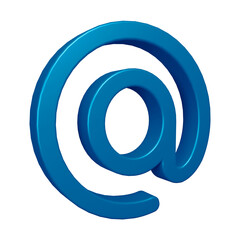 Poster - 3D blue email or at symbol design