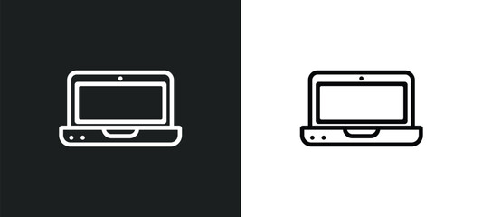 Poster - laptop frontal monitor icon isolated in white and black colors. laptop frontal monitor outline vector icon from technology collection for web, mobile apps and ui.