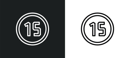 Poster - digital number 15 icon isolated in white and black colors. digital number 15 outline vector icon from technology collection for web, mobile apps and ui.