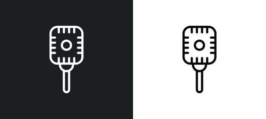 Poster - retro microphone icon isolated in white and black colors. retro microphone outline vector icon from technology collection for web, mobile apps and ui.
