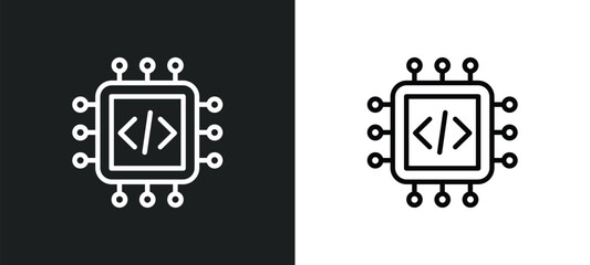 Poster - embedding icon isolated in white and black colors. embedding outline vector icon from technology collection for web, mobile apps and ui.