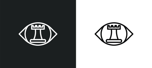 Poster - strategic vision icon isolated in white and black colors. strategic vision outline vector icon from startup stategy and collection for web, mobile apps and ui.
