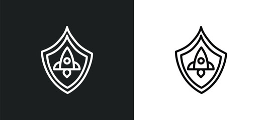 Poster - startup shield icon isolated in white and black colors. startup shield outline vector icon from startup stategy and collection for web, mobile apps and ui.