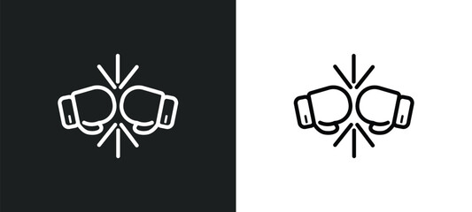 Poster - two boxing gloves icon isolated in white and black colors. two boxing gloves outline vector icon fro