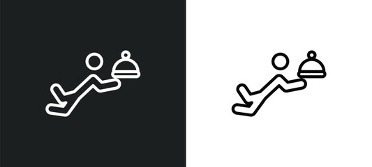 Poster - waiter falling icon isolated in white and black colors. waiter falling outline vector icon from sports collection for web, mobile apps and ui.