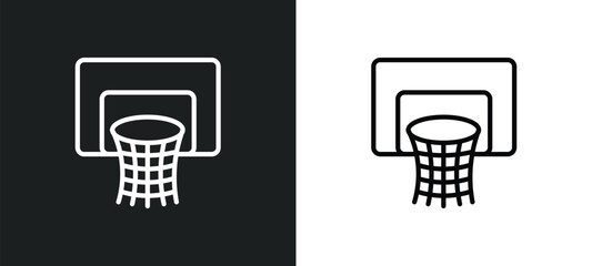 Poster - basketball basket icon isolated in white and black colors. basketball basket outline vector icon from sports collection for web, mobile apps and ui.
