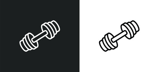 Poster - weighted bars icon isolated in white and black colors. weighted bars outline vector icon from sports