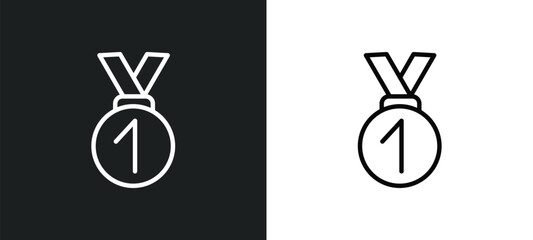 Poster - medal with number 1 icon isolated in white and black colors. medal with number 1 outline vector icon from sports collection for web, mobile apps and ui.