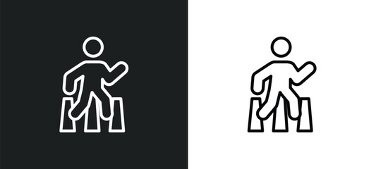 Poster - pedestrian walking icon isolated in white and black colors. pedestrian walking outline vector icon from sports collection for web, mobile apps and ui.