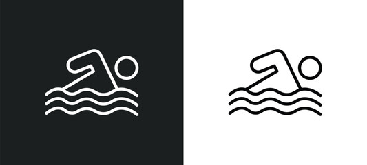 Poster - swimming icon isolated in white and black colors. swimming outline vector icon from sport collection