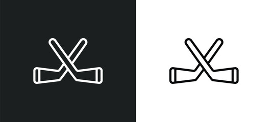 Poster - hockey icon isolated in white and black colors. hockey outline vector icon from sport collection for web, mobile apps and ui.