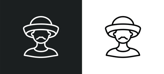 Poster - mexican man icon isolated in white and black colors. mexican man outline vector icon from social media marketing collection for web, mobile apps and ui.