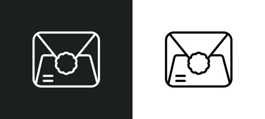 Poster - letter with stamp icon isolated in white and black colors. letter with stamp outline vector icon from social media marketing collection for web, mobile apps and ui.