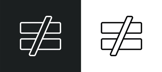 Poster - is not equal to icon isolated in white and black colors. is not equal to outline vector icon from signs collection. thin collection for web, mobile apps and ui.