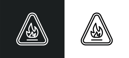 Poster - fire hazard icon isolated in white and black colors. fire hazard outline vector icon from signs collection for web, mobile apps and ui.