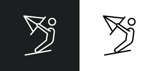Poster - kitesurf icon isolated in white and black colors. kitesurf outline vector icon from signs collection for web, mobile apps and ui.