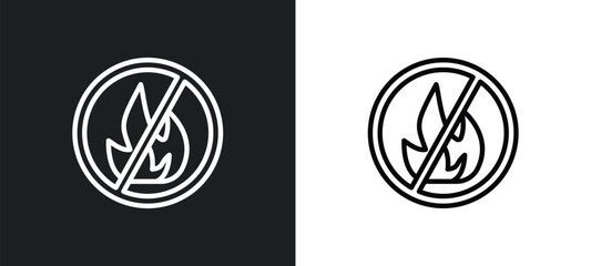 Poster - no fire allowed icon isolated in white and black colors. no fire allowed outline vector icon from si