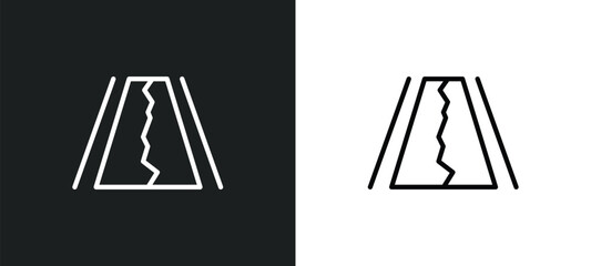 Poster - road collapse icon isolated in white and black colors. road collapse outline vector icon from signs collection for web, mobile apps and ui.